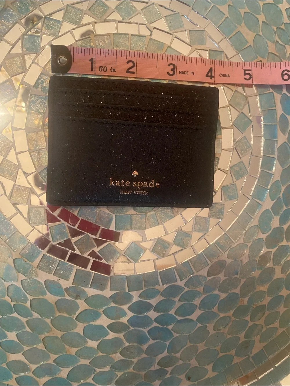 kate spade black glitter cardholder 3
